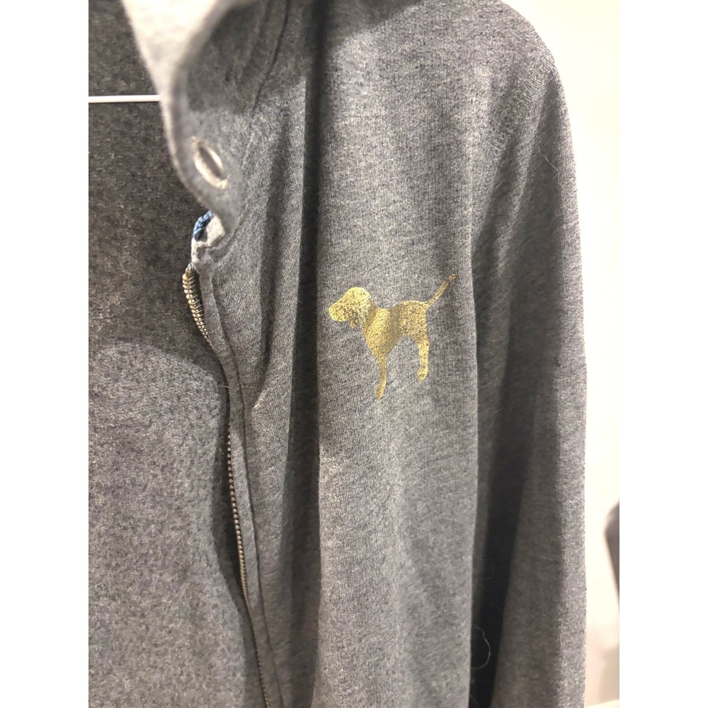 Vintage Y2K Victoria's Secret PINK Gold Rhinestone Zip Hoodie Gray M McBling